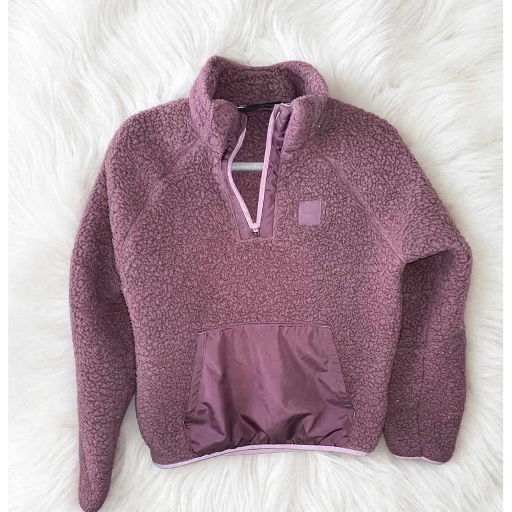 Under Armour Sherpa Fleece Pullover XS Women Mauve Purple 1/4 Zip Cozy